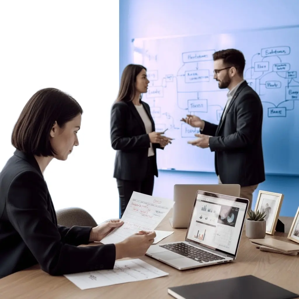 SUBSTITUIR ALT: equipe analisando dados e construindo conte�do para SEO com curadoria humana