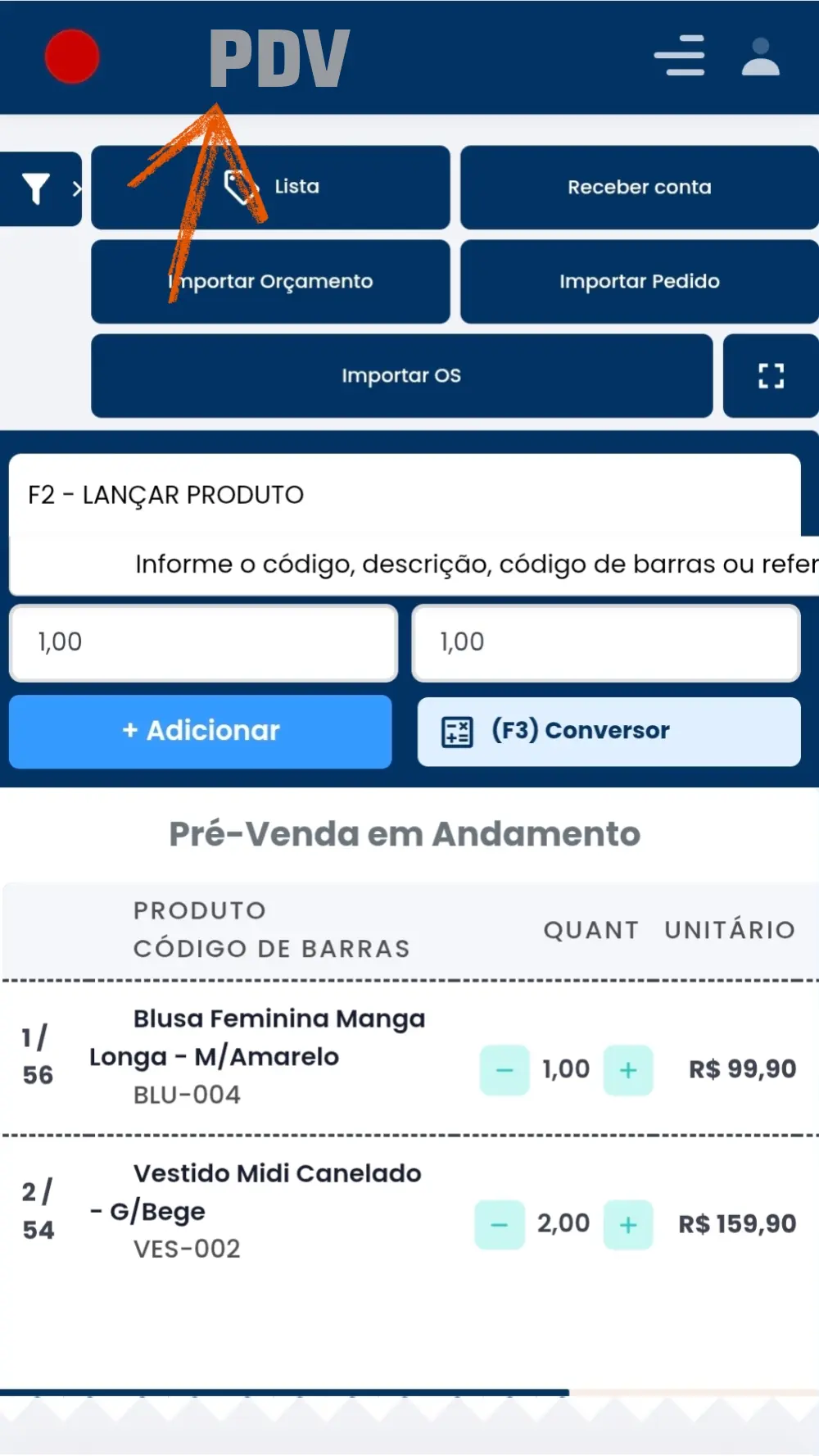 PDV do MIKON ERP em uso durante venda em loja de roupas