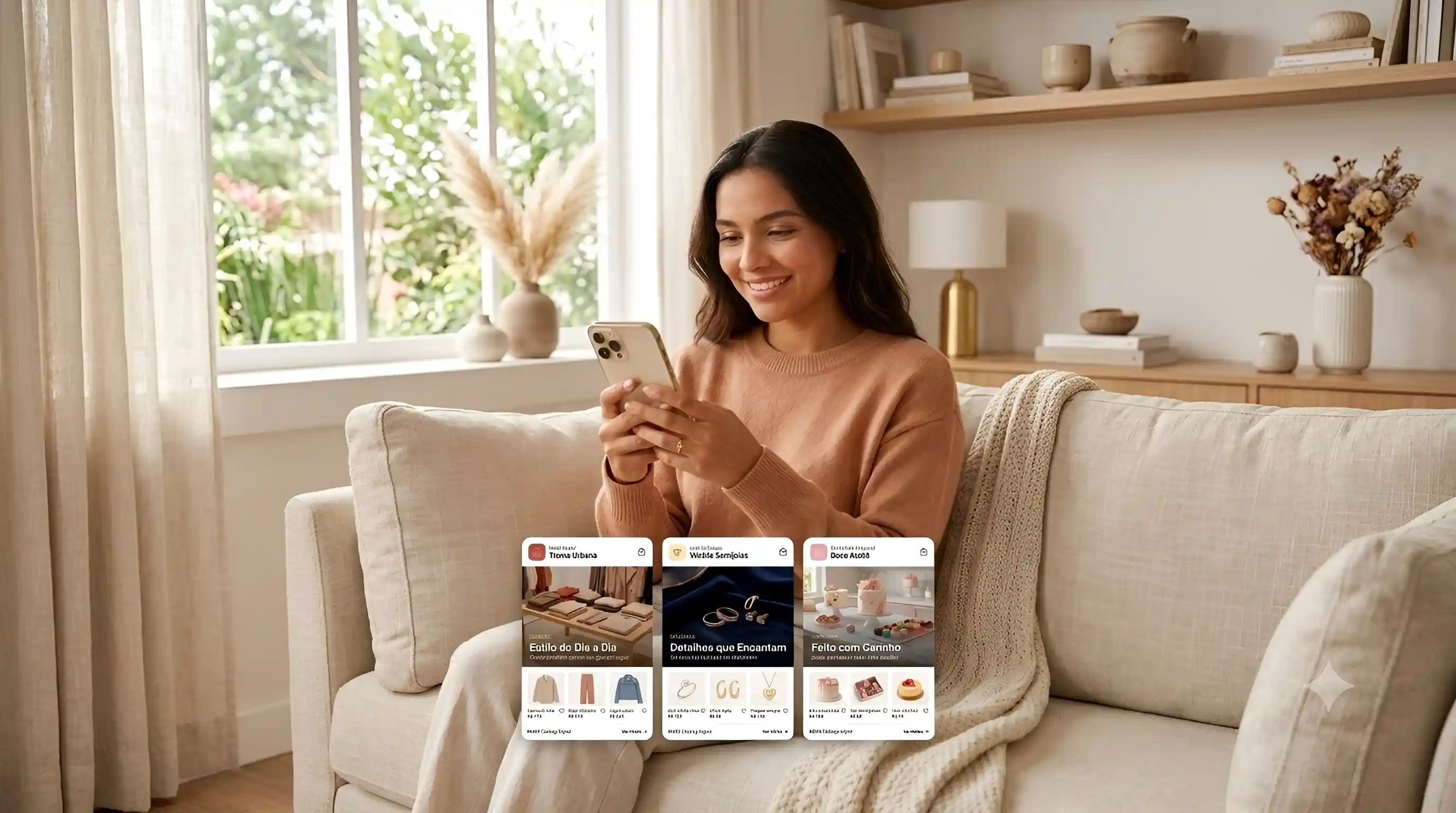 Cliente consultando cat�logo digital de produtos pelo celular