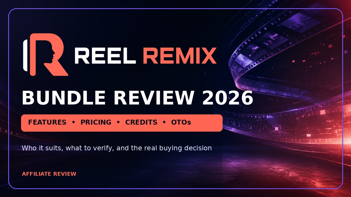 Reel Remix Bundle Review 2026 featuring the official Reel Remix logo on a cinematic video background.