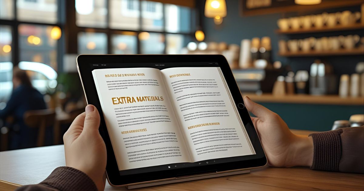 Mockup de e-book aberto em tablet ou notebook, representando os bnus.