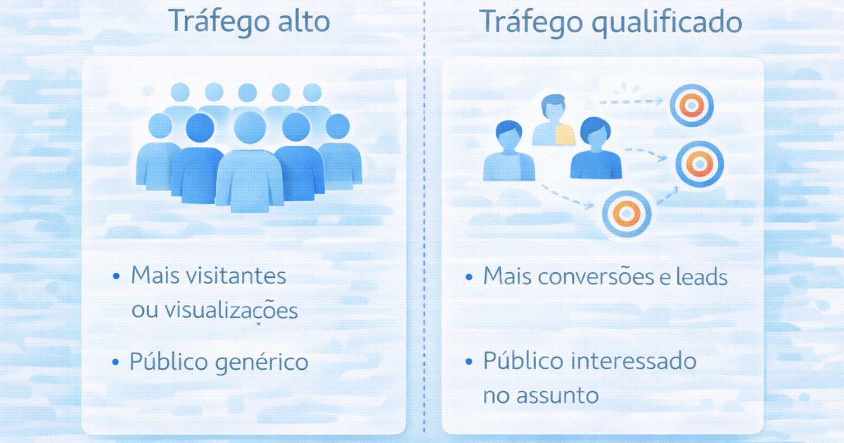 Comparação visual Tráfego alto x Tráfego qualificado duas colunas