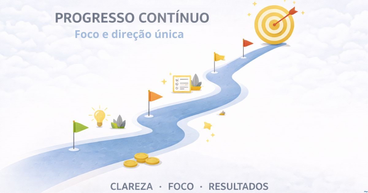 Representa��o visual de uma �nica dire��o com progresso cont�nuo, estilo minimalista educativo