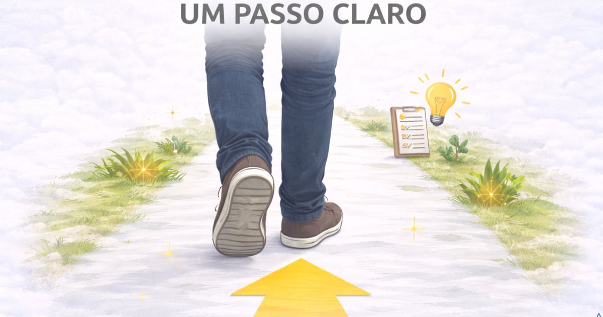 Representa��o visual de um �nico passo sendo dado com dire��o clara, minimalista