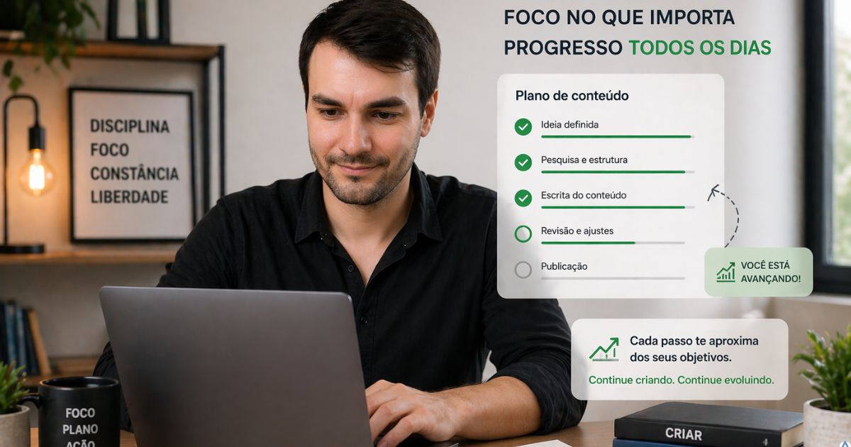 Criador trabalhando com mais confian�a ap�s come�ar, sensa��o de progresso cont�nuo