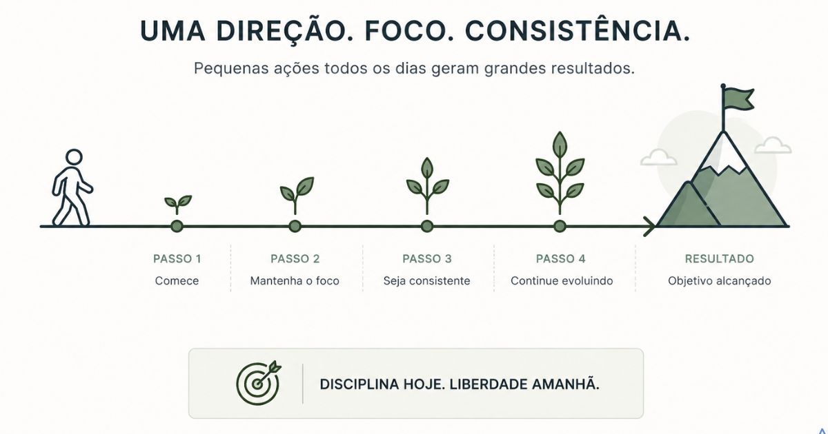 Representa��o visual de uma �nica dire��o com progresso consistente, estilo minimalista