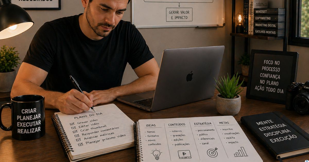 Criador trabalhando com clareza e planejamento organizado, sensa��o de controle e dire��o