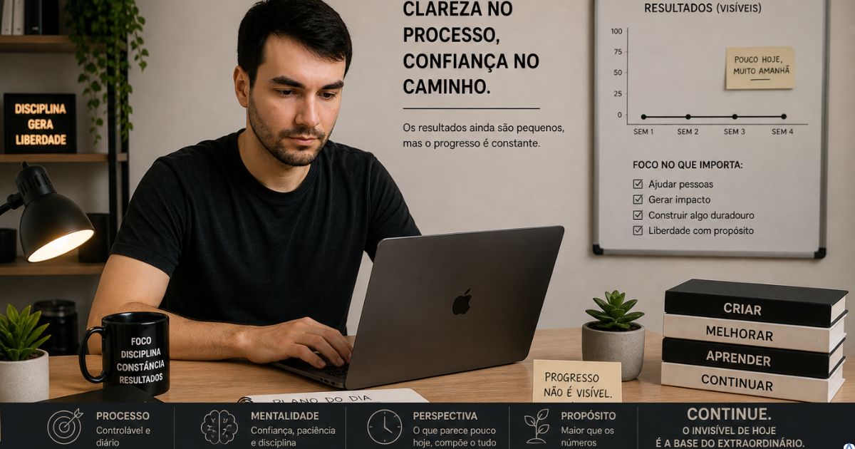 Criador trabalhando com mais confian�a e clareza, mesmo com poucos resultados vis�veis