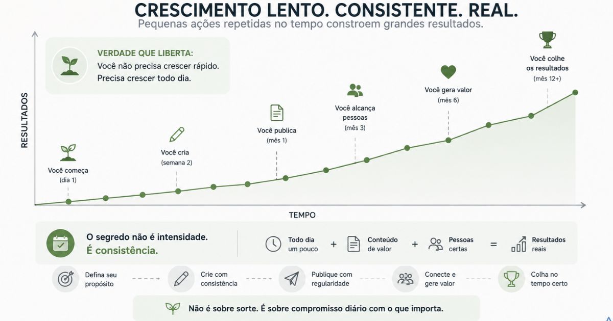 Ilustra��o mostrando crescimento lento e consistente ao longo do tempo, estilo minimalista