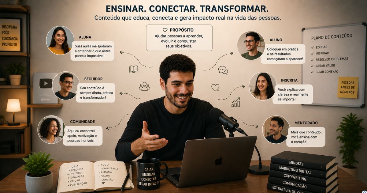Criador ajudando audi�ncia atrav�s de conte�do educativo e conex�o genu�na
