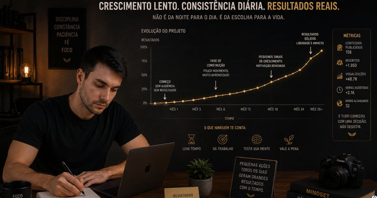 Representação visual de crescimento lento e acumulativo de projeto digital