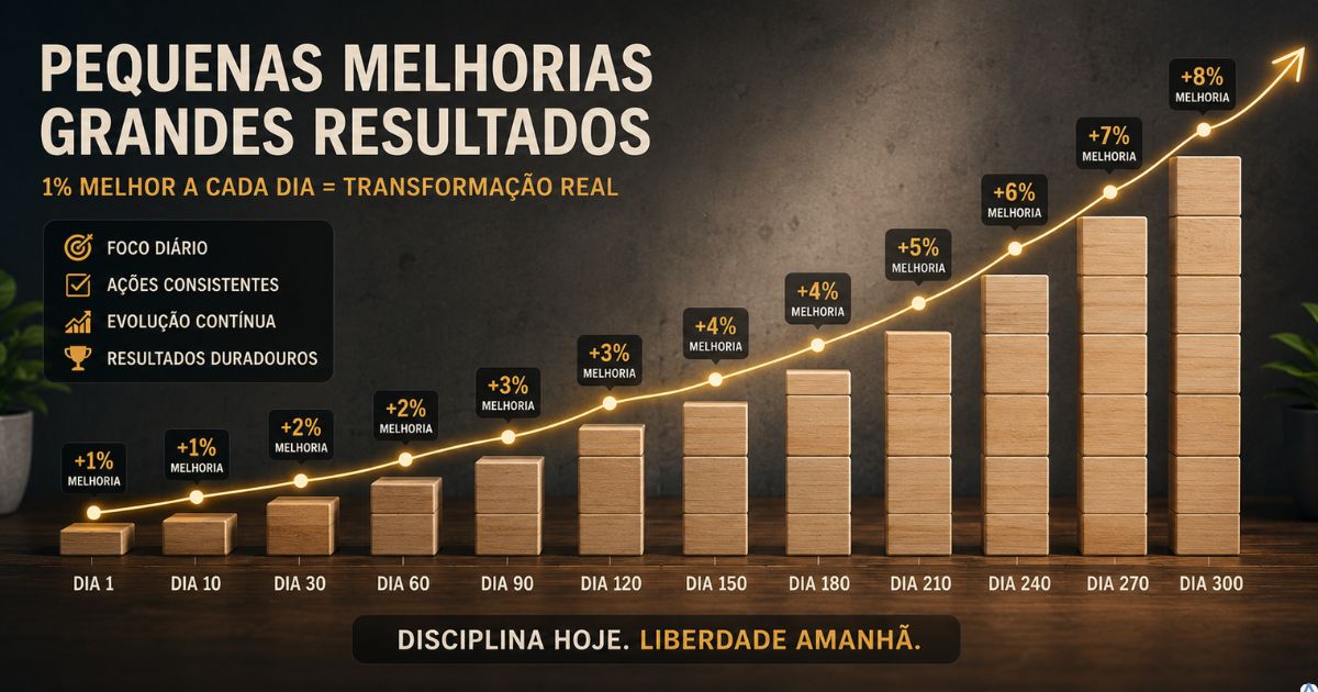 Representa��o visual de crescimento gradual atrav�s de pequenas melhorias acumuladas ao longo do tempo.