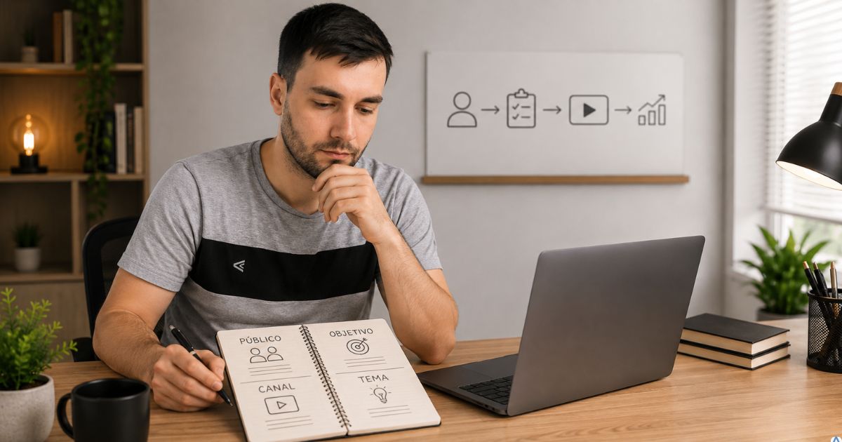 Planejamento de conte�do com p�blico, objetivo, canal e tema definidos