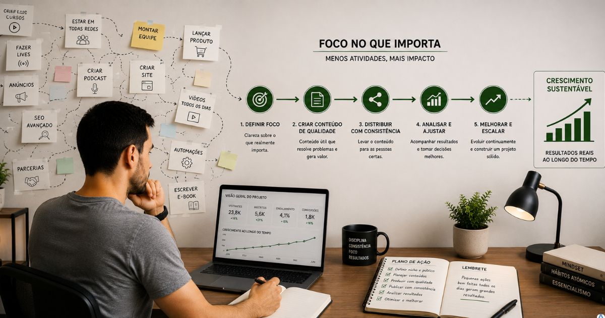 Pessoa identificando tarefas que realmente fazem um projeto digital avan�ar.