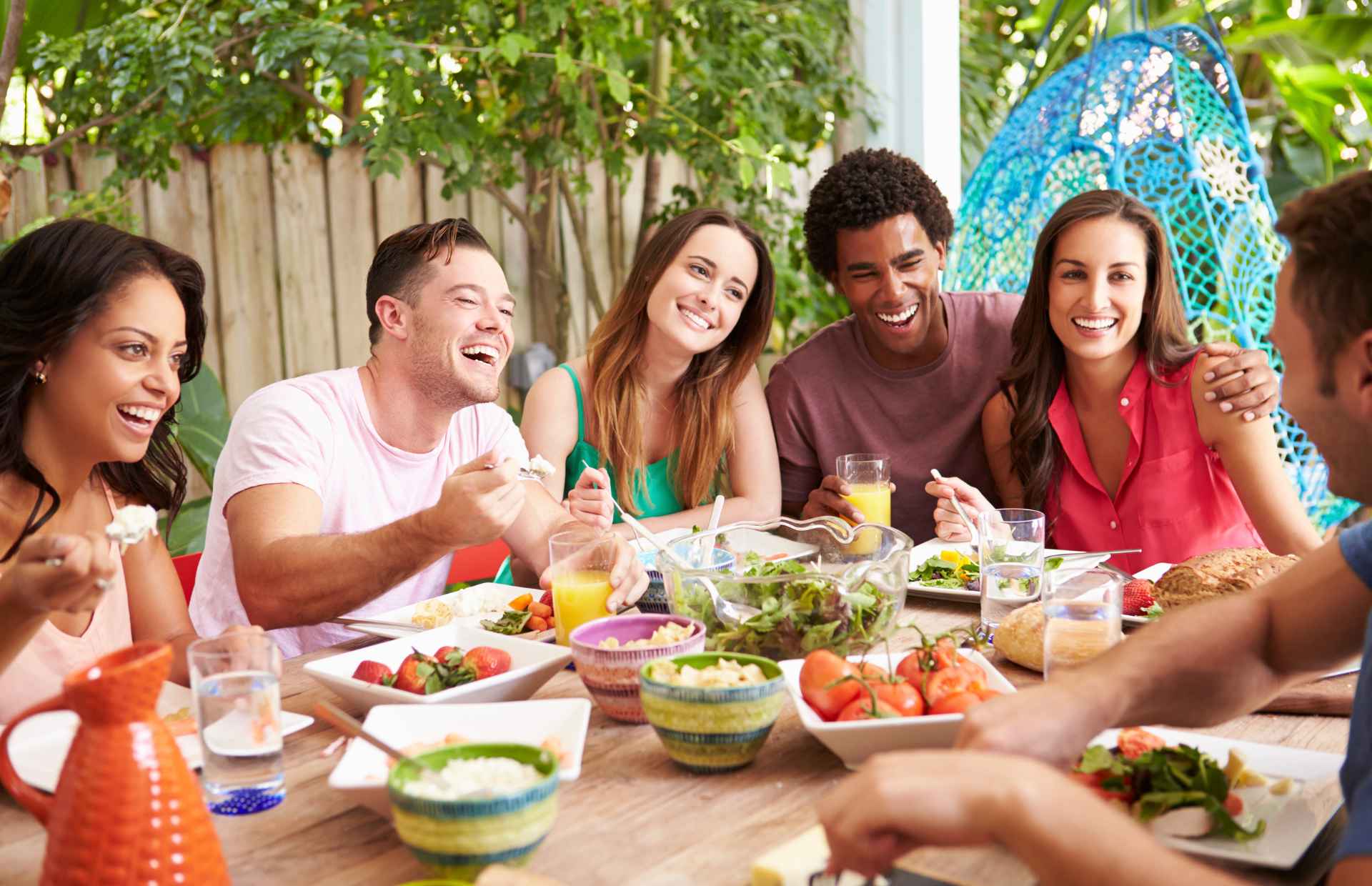 Group of friends enjoying a meal