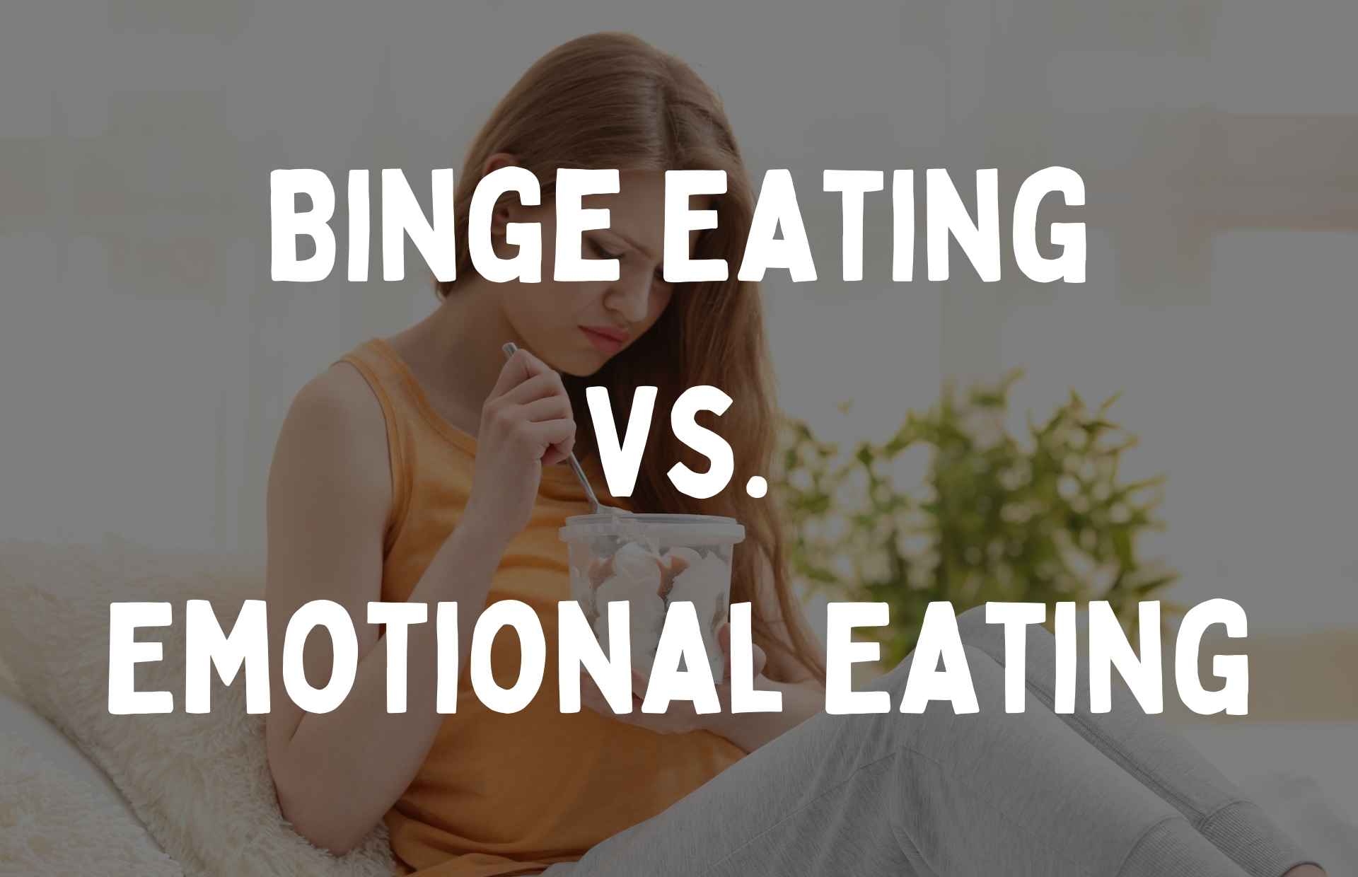 person overeating with text overlay over image