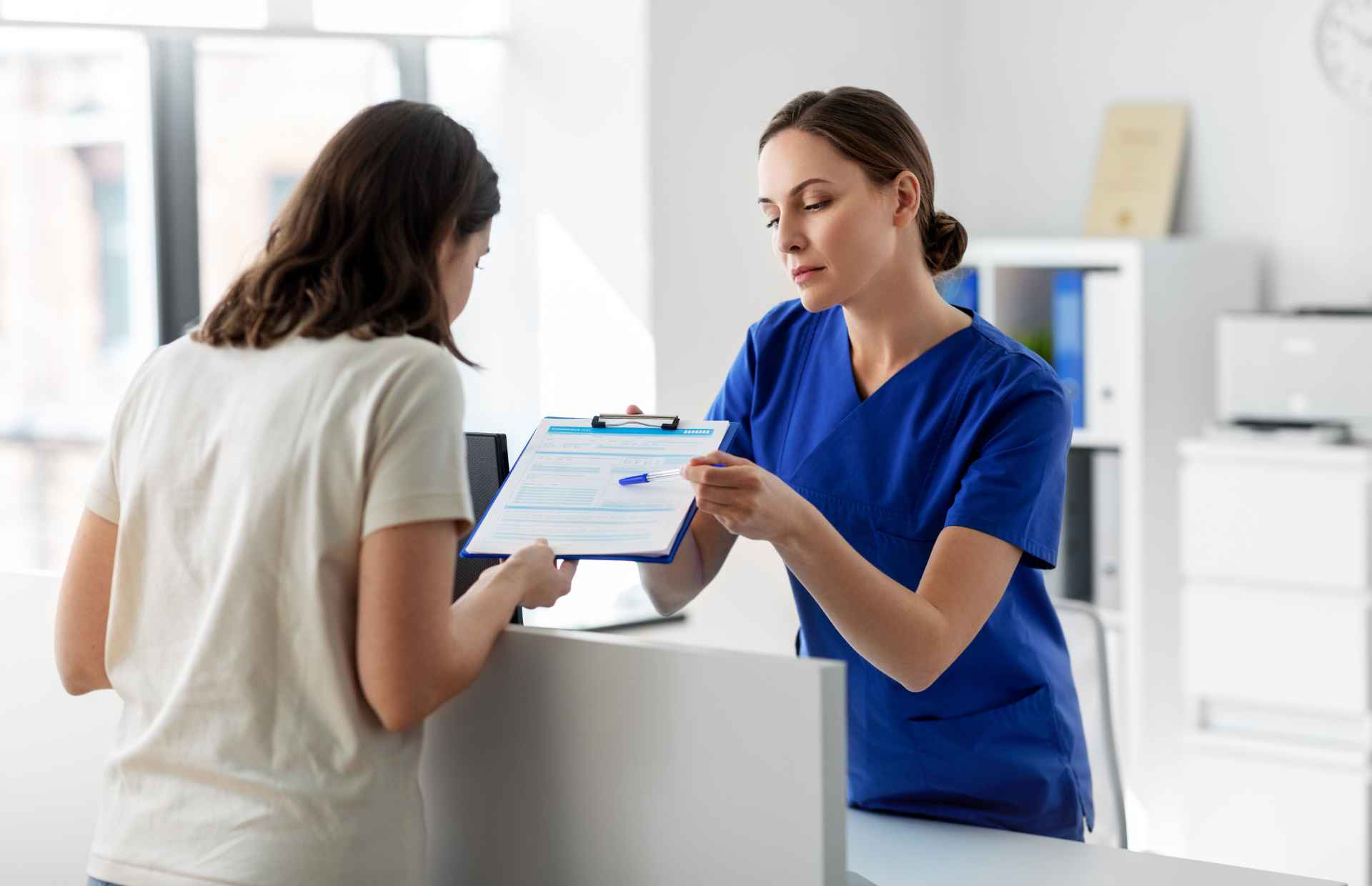 Person visiting health clinic