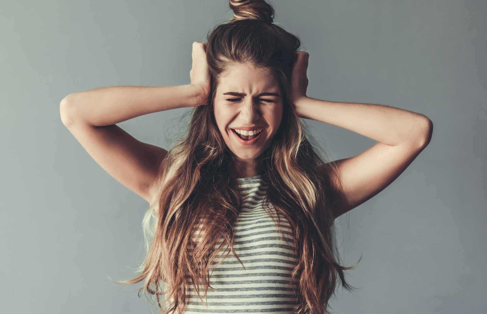 Woman extremely bothered and dysregulated