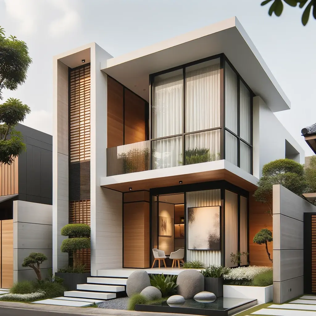 fachada de residncia contempornea inspirada no design japons