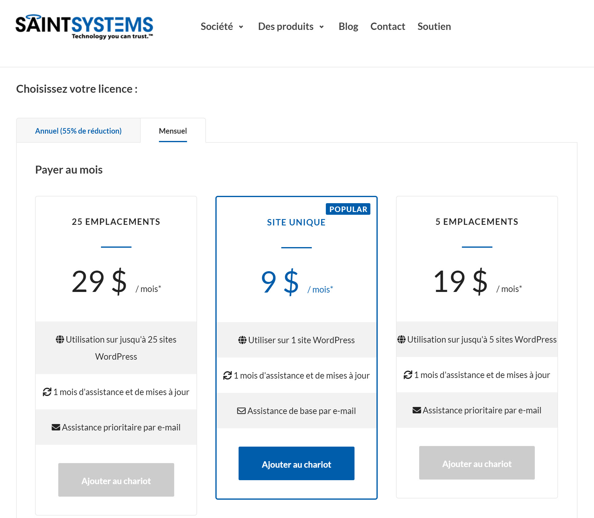 tarifs plugin saintsystems